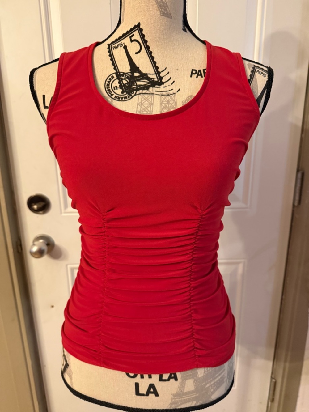 Joseph Ribkoff Red Ruched Tank Top